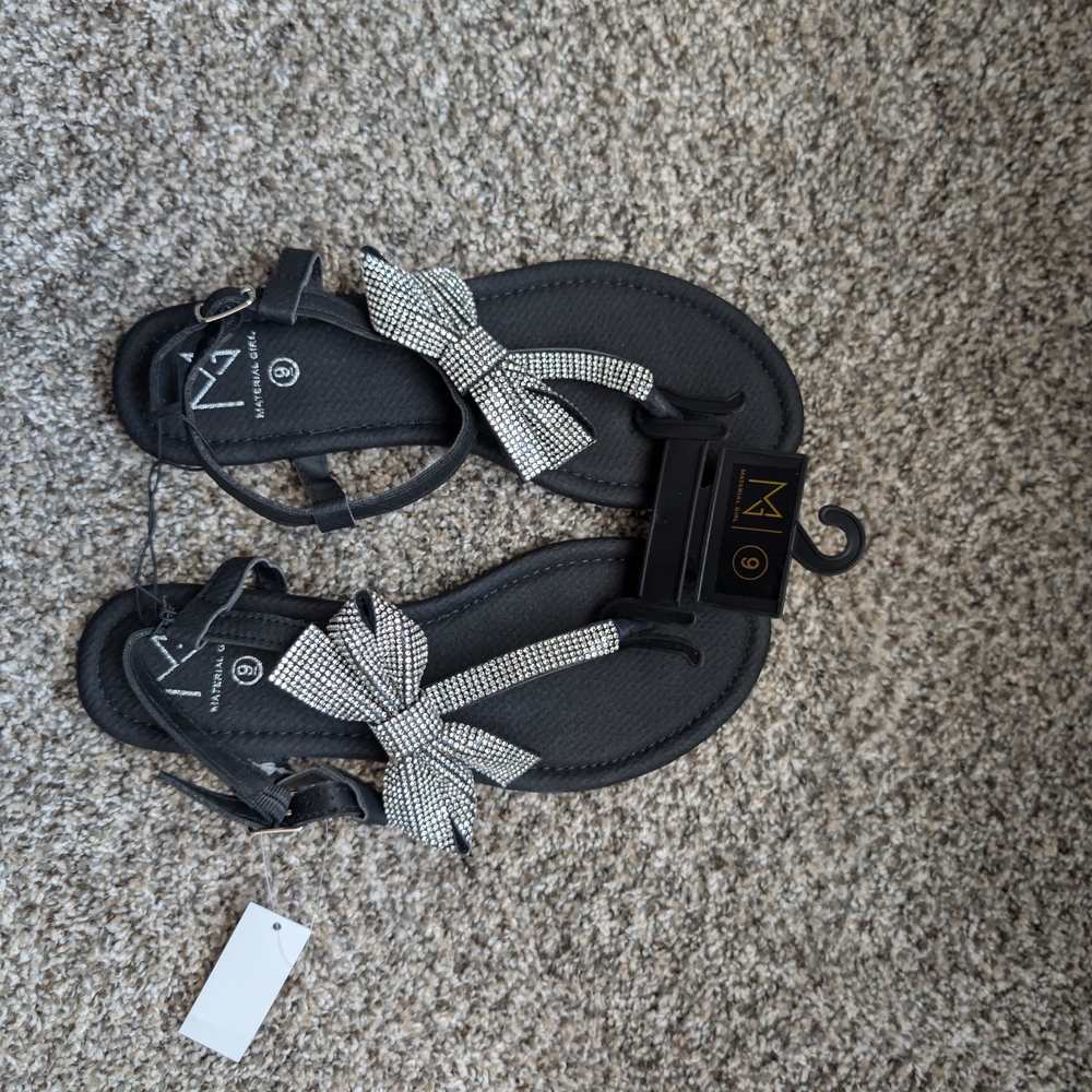 Material Girl Black and Silver Sandals